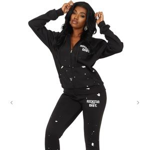 Rockstar Original | “HALLOWAY” | Zip Up Super Stacked Track Set | Black | XS |
